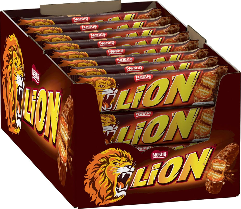 NESTLÉ LION Choco, baton crocant de ciocolată cu umplutură de caramel și napolitană crocantă, pachet de 24 (24 x 42g)