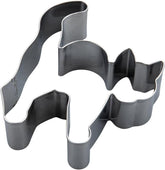 Formă de biscuiți Zenker cu pisică și cocoașă – Formă perfectă din oțel inoxidabil pentru biscuiți înfricoșători de Halloween – Se poate spăla în mașina de spălat vase – Ideală pentru copt la Halloween, Argintiu