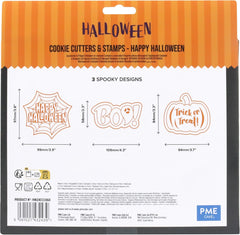 Forme și ștampile pentru biscuiți de Halloween - Halloween fericit (set de 3 piese)