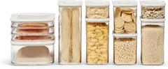Mepal set de 9 borcane de depozitare cu capac - Recipiente dreptunghiulare pentru alimente - Organizator de bucătărie din plastic - Recipiente de depozitare etanșe - 7 borcane de depozitare și 2 borcane de depozitare a alimentelor - Alb Cutii depozitare alimente Naty Shop Titlu implicit