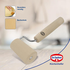 Sucitor din lemn Dr. Oetker – Sucitor din lemn de fag de înaltă calitate – Perfect pentru forme rotunde și pătrate – aprox. 18 x 7 cm, diametru rolă aprox. 4,5 cm