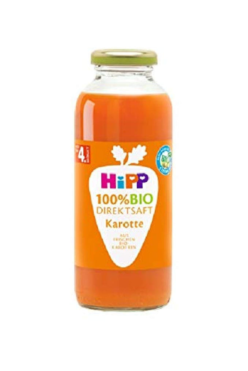 Suc de morcovi HiPP 100% direct (6 x 330 ml), de la 5 luni, presat direct din legume proaspete, bogat în vitamina C, fără zahăr adăugat, de cea mai bună calitate organică