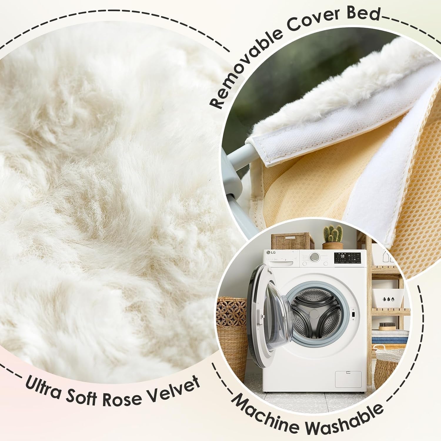 Șezlong pliabil pentru pisici EDAGNY, model plush, pentru plajă și privit - Șezlong pliabil pentru pisici, cu husă lavabilă și reversibilă - cadru robust din oțel, pentru o greutate de până la 15 kg, alb M