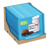 Ritter Sport 250g Ciocolată Alpine Milk, Cea mai fină ciocolată cu lapte integral, cu un gust cremos, Ciocolată clasică de împărțit cu prietenii, 11 batoane x 250g