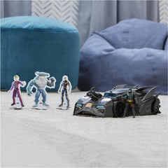 DC Comics Batman Batmobil offroad cu catapultă cu cârlig de prindere și celulă cu grilă în spate, inclusiv figurină Batman de 10 cm, pentru fanii supereroilor cu vârsta de 4 ani și peste Action figures Naty Shop