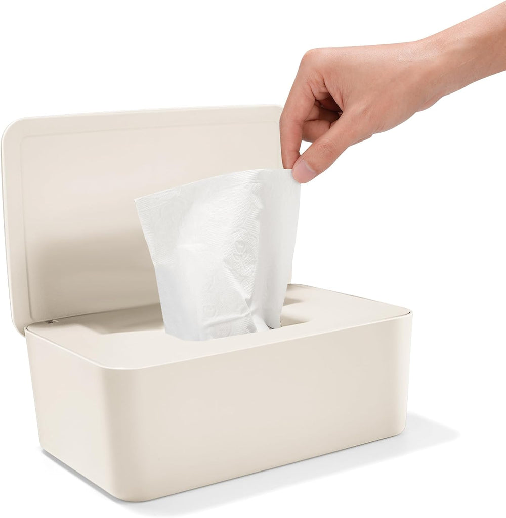 Cutie pentru șervețele umede cu capac, cutie pentru șervețele umede, distribuitor de șervețele umede pentru bebeluși, cutie de depozitare impermeabilă și sigilată, distribuitor de șervețele umede pentru baie, bucătărie, alb