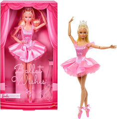 Păpușa Barbie Signature Ballet Wishes, păpușă la modă de colecție, în tutu de mătase roz, cu păr blond și ambalaj cadou, JBJ10