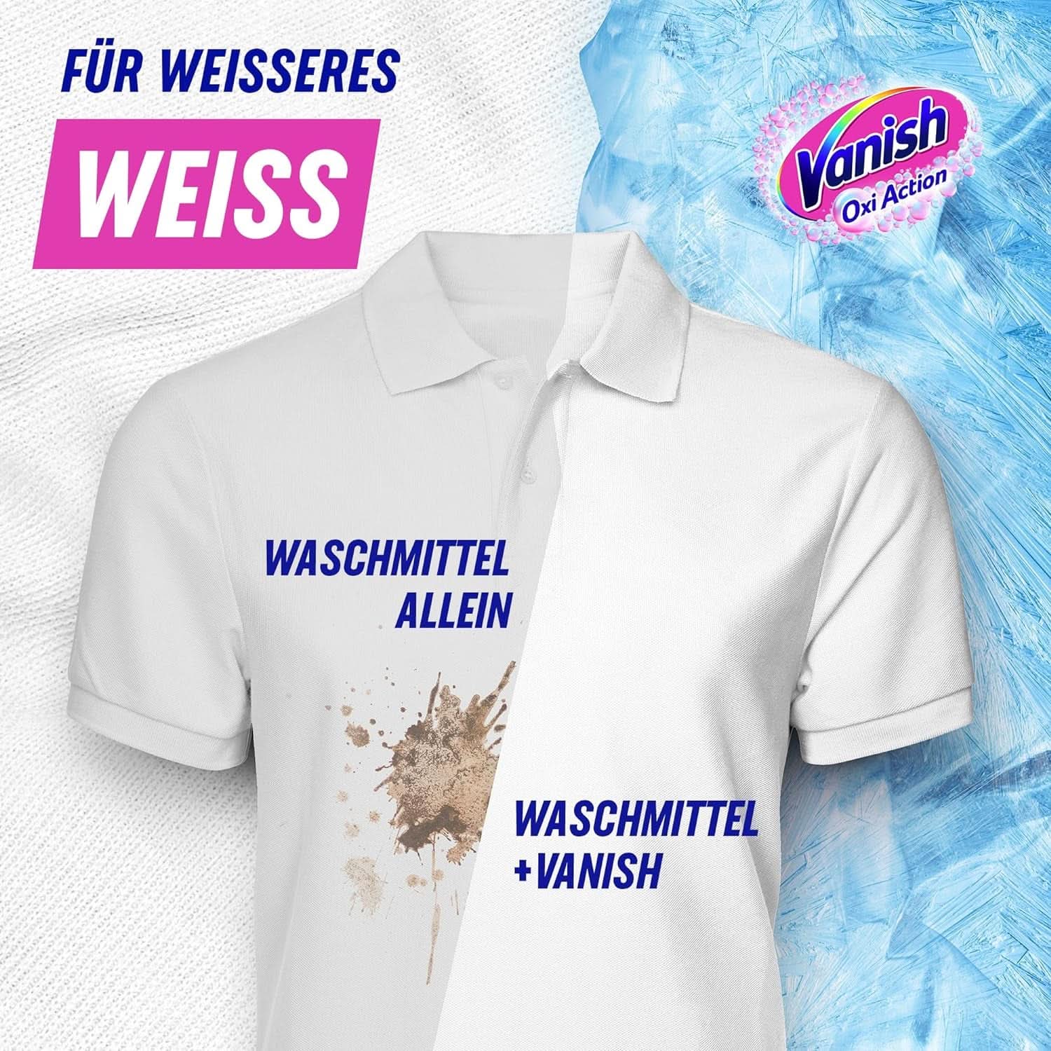 Vanish Oxi Action Powerwhite Powder - 1 X 1,125 Kg - pudră de îndepărtare a petelor și de îmbunătățire a rufelor fără clor - pentru rufe albe Detergenti Rufe Naty Shop