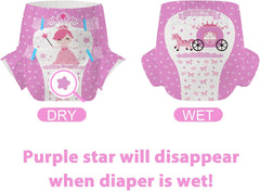 Scutece pentru adulți CutiePlusU, 10 bucăți, chiloți de incontinență de unică folosință cu tablă pentru femei și bărbați, absorbție maximă peste noapte - Little Princess (Mărime mare 94-119 cm)