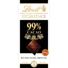 Lindt EXCELLENCE 99% Baton Ciocolată Neagră - Aromă Intensă De Cacao 50g Vegan Premium