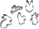 Set de 5 forme de biscuiți cu iepuraș de Paște, forme de biscuiți, forme de biscuiți și fondant, forme de biscuiți din oțel inoxidabil de înaltă calitate, ajutor de bucătărie, culoare: argintiu
