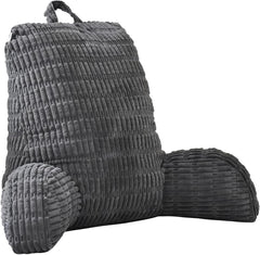 Pernă de citit pentru pat și canapea, pernă de citit cu suport pentru încheietura mâinii, cotiere și suport pentru spate, pernă de spate pentru pat pentru odihnă, relaxare, citit, lucrul la laptop, vizionarea televizorului (gri închis)