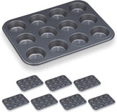 Relaxdays Muffinform, 2Er Set, 12Er Muffinbleche, Antihaftbeschichtet, Carbonstahl, Muffins & Cupcakes, Ø 6,5 Cm, Grau, 10030825 Matrite si tavi pentru copt Naty Shop 2