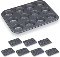 Relaxdays Muffinform, 2Er Set, 12Er Muffinbleche, Antihaftbeschichtet, Carbonstahl, Muffins & Cupcakes, Ø 6,5 Cm, Grau, 10030825 Matrite si tavi pentru copt Naty Shop 2