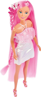 Simba 105733504 - Steffi Love Hair Glam, Puppe im Glitzerkleid mit extra Langen Haaren, Haarclips und Bürste, 29cm, Für Kinder ab 3 Jahren
