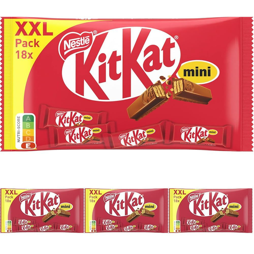 Batoane de ciocolată Nestlé Mini XXL, batoane crocante cu ciocolată cu lapte și napolitană crocantă, pachet de 4 (1 x 301g)