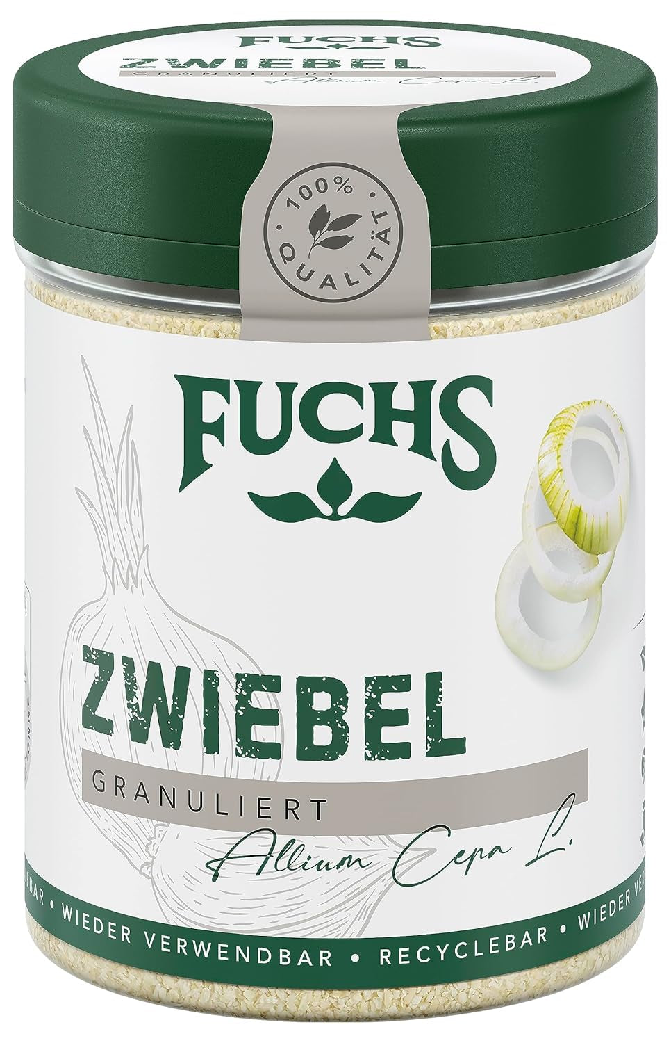 Fuchs Gewürze - Zwiebel granuliert - Gewürz für Saucen oder Nudelgerichte - natürliche Zutaten - 70 g in wiederverwendbarer, recyclebarer Dose