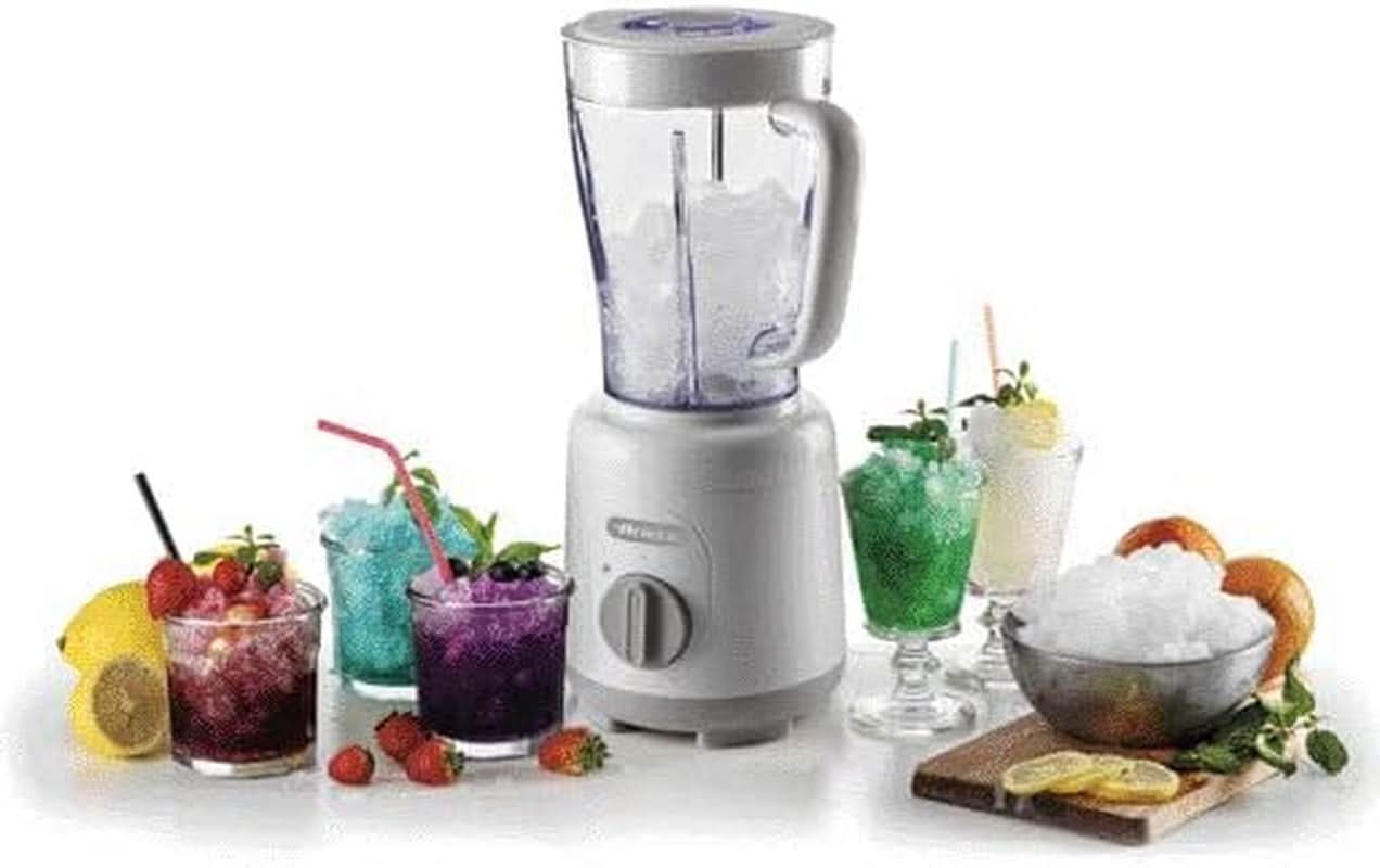 Ariete Breakfast 586 Blender, Elektrischer Mixer Mit 4 Edelstahlklingen, 2 Geschwindigkeiten + Pulse-Funktion, Anti-Rutsch-Füße, Aufsatzdeckel, 1,5 L Fassungsvermögen, 500W, Weiß Mama si Copilul Naty Shop