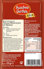 Bamboo Garden - Teriyaki Seasoning Mix , Gewürzmischung für Teriyaki , Für 4 Portionen , Ohne Geschmacksverstärker und Konservierungsstoffe , 1 x 25 g (Verpackungsdesign kann abweichen)