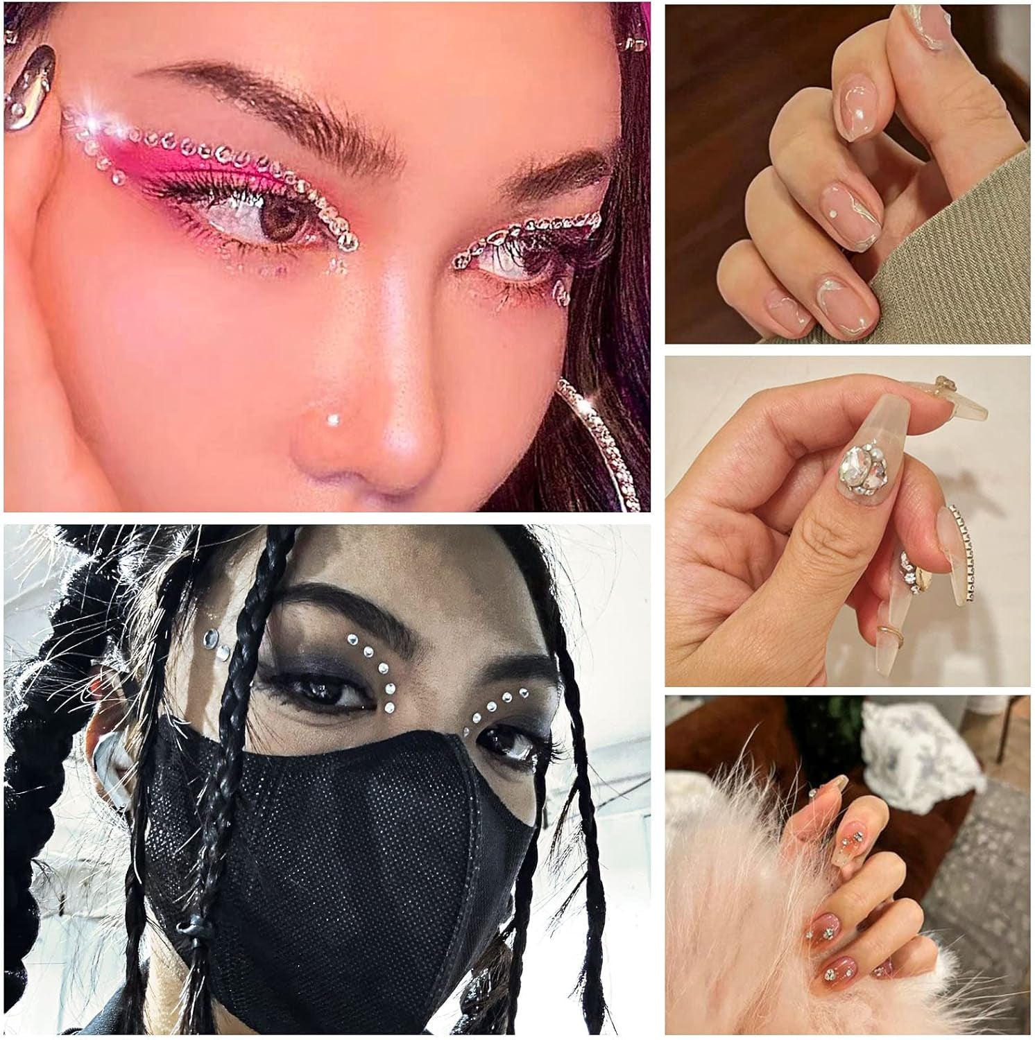 Beadsland 2500Pcs Glas Nailart Strasssteine Kristall Flatback Edelsteine Runde, Für Handwerk Gemischt 8 Größen SS4 ~ SS30 Mit Picking Pinzette Und Stift (Kristall Weiss)