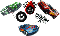 Set 6 decoratiuni comestibile, Hot Wheels Decoratiuni din Pasta de Zahar Nati Shop