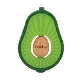 Nuby - Inel de dentiție „Avocado” - Jucărie de dentiție din silicon și lemn - Miez rotativ din lemn - Jucărie de dentiție pentru bebeluși și copii mici - Ajutor pentru dentiție - Fără BPA - 6+ luni