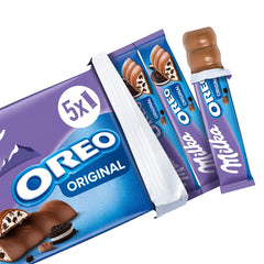 Batoane Milka & OREO – Ciocolată cu lapte alpină cu bucăți crocante de biscuiți OREO în cremă de lapte – 13 x 185g