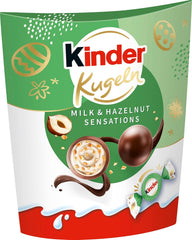 Bile Kinder Milk & Hazelnut Sensations 90g – Bile de ciocolată cu lapte cu umplutură cremoasă de lapte și bucăți de alune – Ciocolată de Paște, dulciuri de Paște – Cadou și suvenir de Paște