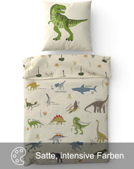 Skybrands Dino Bettwäsche 135X200 Jungen Bettwäsche Dinosaurier Baumwolle 2Tlg Kinder Bettwäsche Dinosaurier 135X200 + Beutel Naty Shop