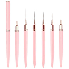 6 Stück Liner Nailart Pinsel Nageldesign Pinsel Set Dünn Acryl Nagelpunkt-Zeichenwerkzeug Nägel Dünne Nagelpinsel Set Für Lange Linien, Dünne Details, Feines Zeichnen 5/7/9/11/15/25 Mm(Rosa)