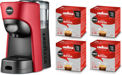 Lavazza, Espressor A Modo Mio Tiny Eco Red cu 64 de capsule, Espressor fabricat din plastic reciclat, 1450 W, 220-240 V, 50/60 Hz, 0,6 litri