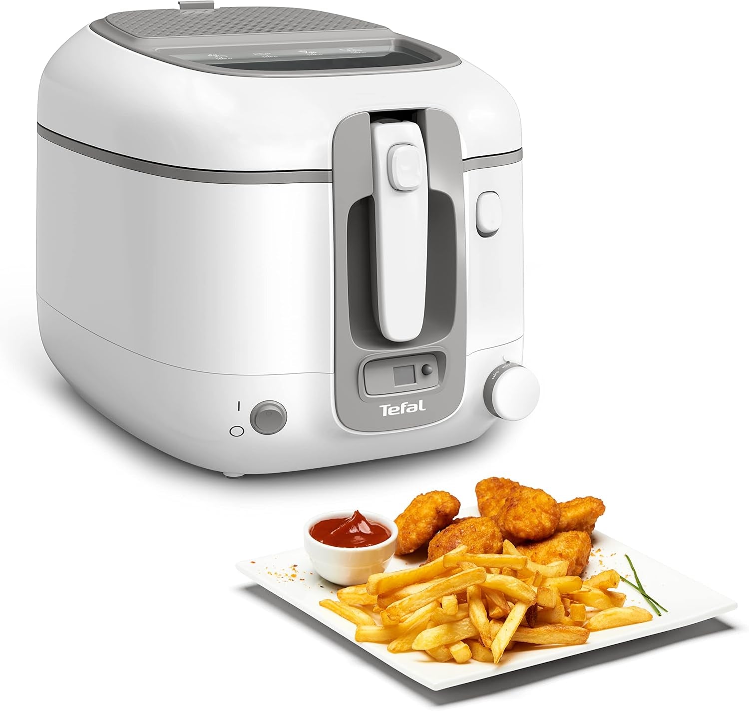 Friteuză Tefal Super Uno Access, capacitate 2,2 L, piese rezistente la mașina de spălat vase, filtru de mirosuri Electrocasnice Naty Shop Super Uno Mit Timer Weiß/Grau