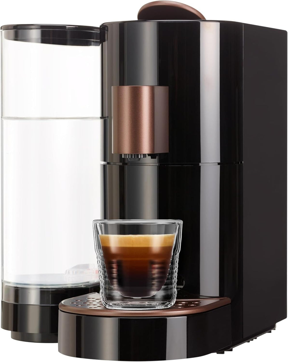 Espressor cu capsule K-FEE TWINS II pentru cafea, ceai și cacao | Espressor pentru cești mari | Încălzire rapidă | Rezervor de apă de 2,3 l | 19 bar | Negru-cupru