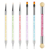 Sularpek 6 Stück Nagel Pinsel, Nail Art Pinsel, Pinsel Nageldesign, Nagel Pinsel Set, Nail Art Dotting Tools Mit 1 Sponge Brush Applikator, Nageldesign Zubehör Für DIY Nail Art Design