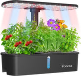 Sistem de creștere hidroponică pentru 12 plante, grădină de plante aromatice de interior cu cronometru automat, pompă, kit inteligent de creștere a grădinii reglabil pe înălțime (semințele nu sunt incluse)