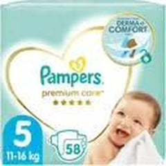 Scutece Pampers mărimea 5 (11-16 kg), scutece Premium Care, 58 bucăți, confort și protecție optime pentru pielea sensibilă de la Pampers