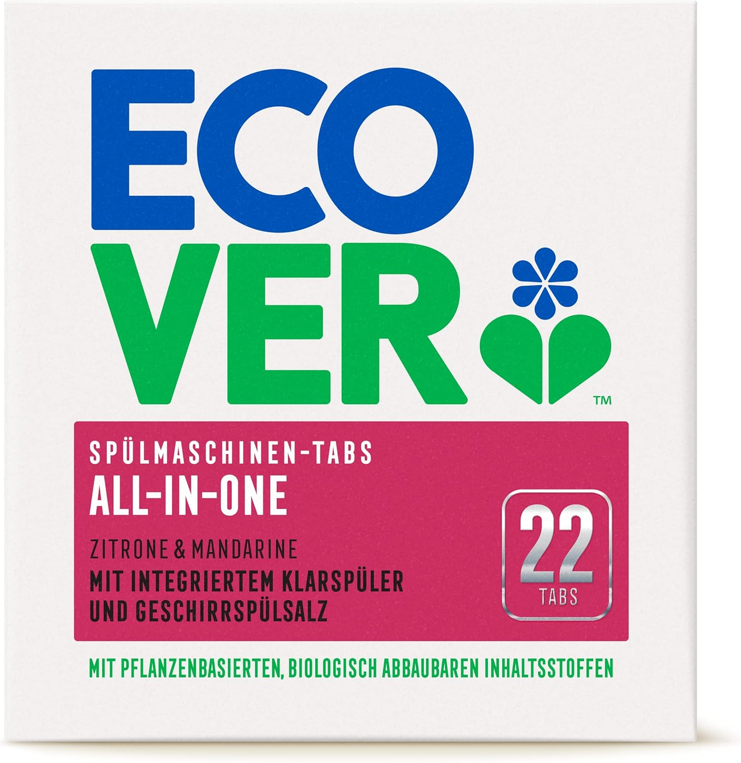 Ecover All-In-One, Detergent pentru Vase, Capsule, Lamaie si Portocale Naty Shop 22 capsule