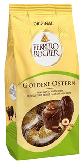 Ouă de ciocolată Ferrero Rocher 90g – Ciocolată cu lapte cu bucăți de alune și cremă fină de cacao cu alune – Ouă de Paște pentru cuiburi de Paște – Cadou de Paște – Ciocolată de Paște, Dulciuri de Paște