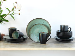 CreaTable, 23631, seria Jawa - glazură reactivă, set de veselă cu 16 piese, serviciu combinat din gresie, potrivit pentru mașina de spălat vase și cuptorul cu microunde, producție de calitate