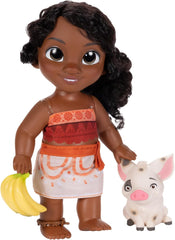 Set de joacă cu păpușă Vaiana 2, sora mai mică a Disney, Simea, și figurină Pua de la Jakks Pacific, 27 cm înălțime, include 1 costum de păpușă, 1 Pua, 1 mănunchi de banane din plastic, recomandat copiilor cu vârsta de 3 ani și peste