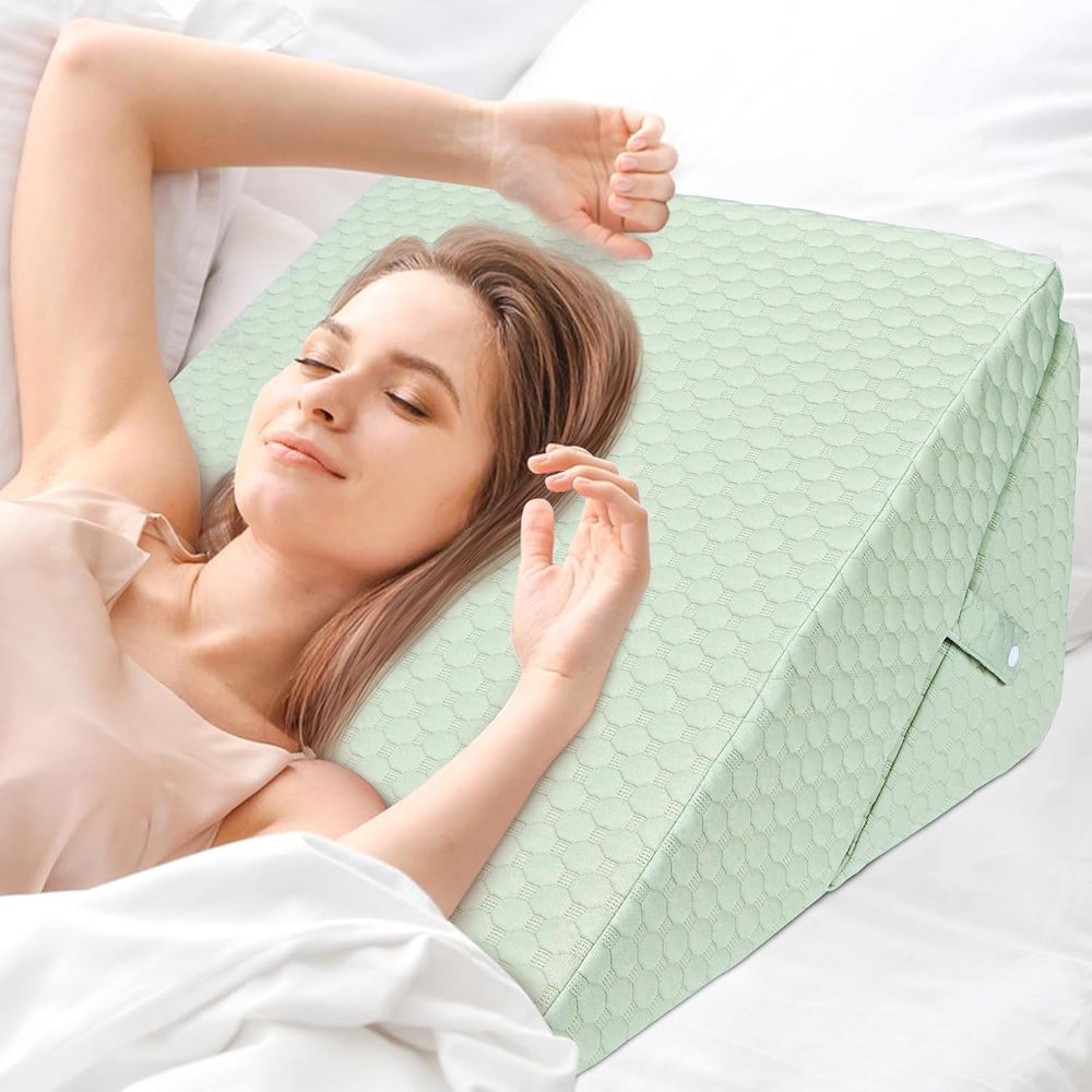 INFANZIA Pernă cu pană reglabilă, pernă de citit din spumă de înaltă densitate pentru pat și canapea, pernă ergonomică pentru cap cu pană de pat pentru apnee de reflux în somn, pernă pentru picioare/pernă pentru spate pentru joacă și citit (verde)