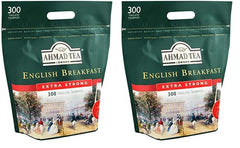 Ahmad Tea - English Breakfast - Ceai negru pentru micul dejun - Ceai Assam & Ceylon - Pliculețe de ceai englezesc fără bandă, cu 2 g de ceai per porție - Pachet mare cu 300 de pliculețe de ceai (pachet cu 2)