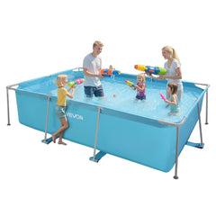 Piscină VEVOR Frame, piscină supraterană, 3000x2000x762 mm, piscină cu cadru din oțel, piscină dreptunghiulară cu cadru din oțel, piscină cu cadru pentru grădină, piscină de grădină cu o capacitate de apă de 3960 L, pentru 4-5 persoane, albastră