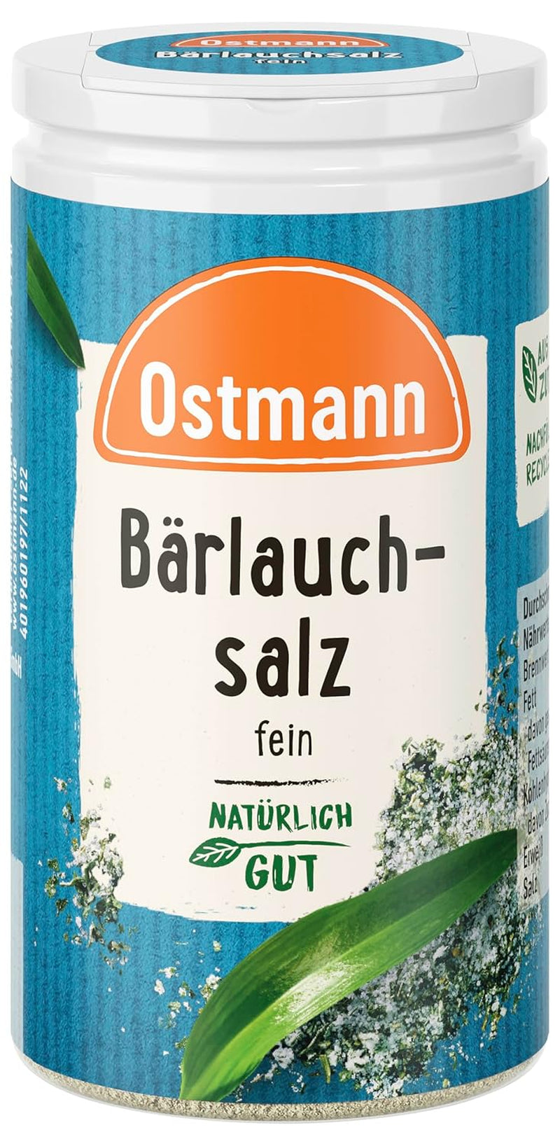 Ostmann Gewürze - Bärlauchsalz | Ideal zu herzhaften Gemüse oder Fleischgerichten | Recyclebare, nachfüllbare Streudose | 65 g im Streuer