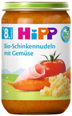 HiPP Bio-Schinkennudeln mit Gemüse (6 x 220g), Menü für Baby ab 8. Monat, ohne Salzzusatz, mit Omega-3, in bester Bio Qualität