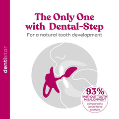 Suzetă din silicon Dentistar®, pachet de 3 – mărimea 1, suzetă 0-6 luni – prietenoasă cu dinții și maxilarul, cu etapă dentară – fără BPA – fabricată în Germania – floare de cireș