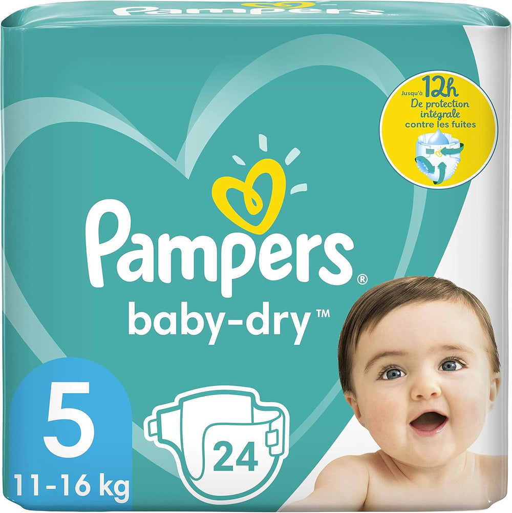 Scutece Pampers pentru bebeluși mărimea 5 (11-16 kg), 24 de bucăți, până la 12 ore de protecție împotriva scurgerilor