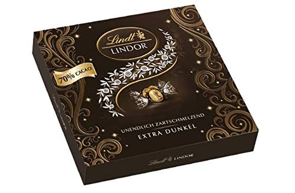 Cutie cadou Lindt LINDOR Extra Black 70% cacao, ciocolată cadou, aprox. 15 trufe LINDOR, 186 g