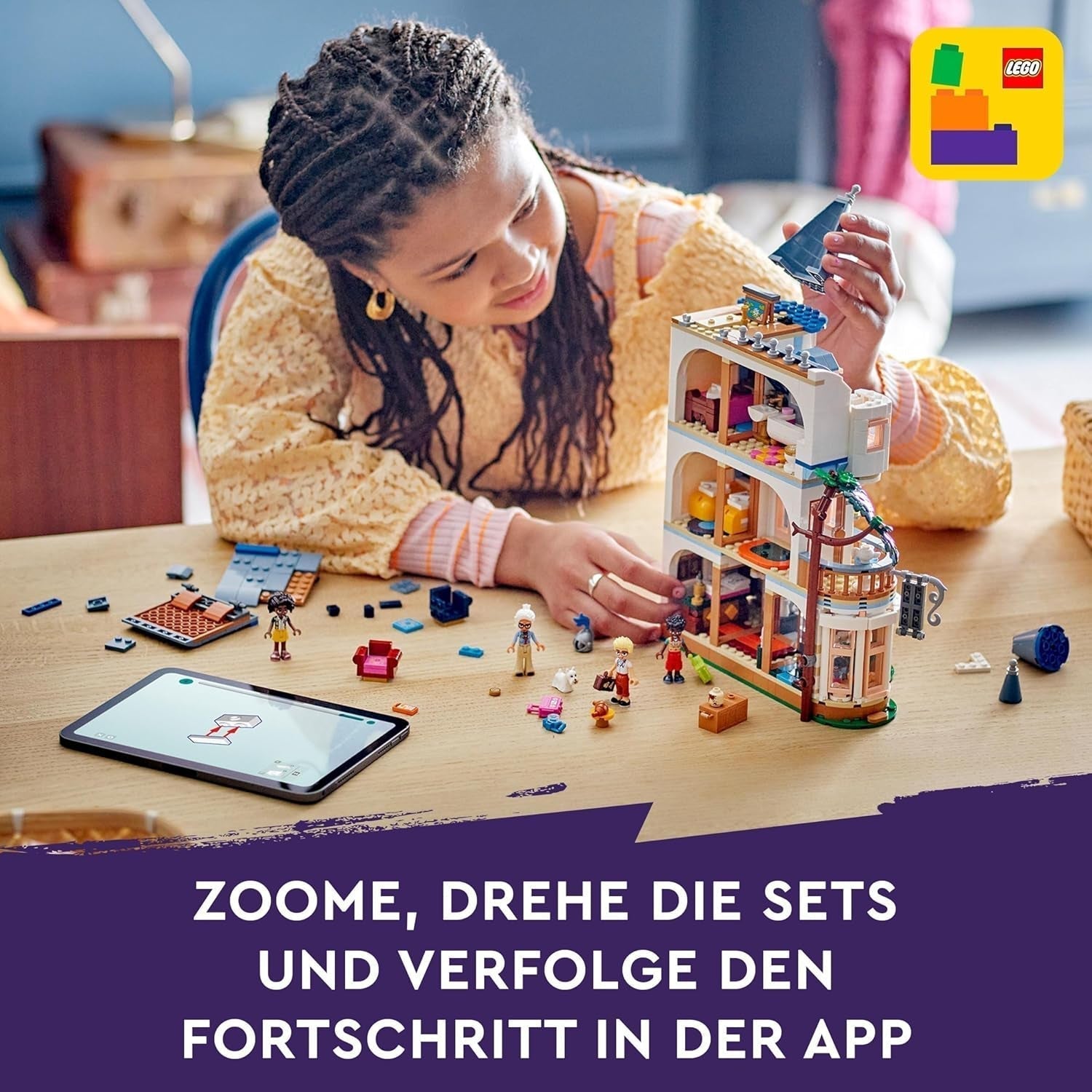 Castelul LEGO Friends cu cazare de vacanță, hotel Playset pentru copii și adolescenți de la 12 ani cu 4 figurine, câine și accesorii, idee de cadou pentru fete și băieți 42638 Seturi de constructie Besuche den LEGO-Store