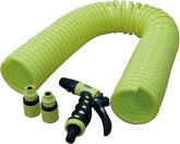 Amig - Furtun | Spiral | 15 m | Include 4 accesorii | Cu pistol de udare, adaptor pentru robinet și 2 cuplaje rapide | Cauciuc EVA | Verde fistic
